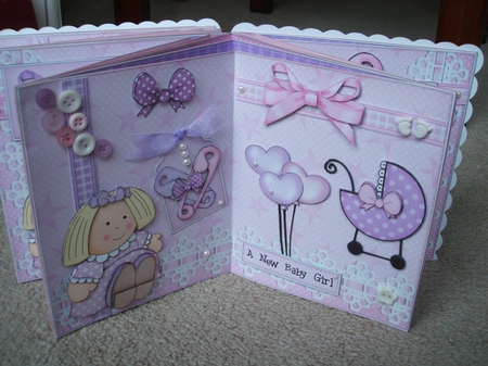 3D New Baby Girl Carousel Card Kit by heather winslade