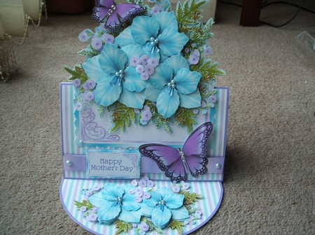 Over the Edge Easel Card Kit - Teal Lilies & Butterflies by heather winslade