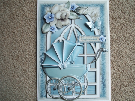 Vintage Baby Boy Pram Window Topper by heather winslade