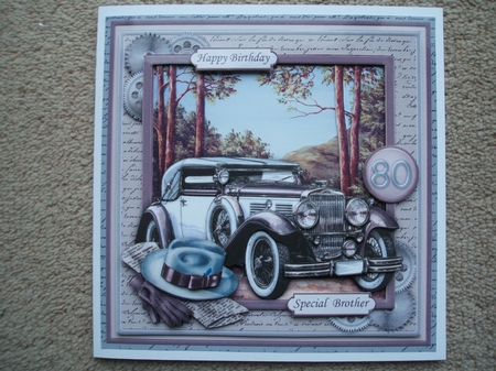 Classic Car Silver & Maroon 8x8 Mini Kit & Decoupage by heather winslade