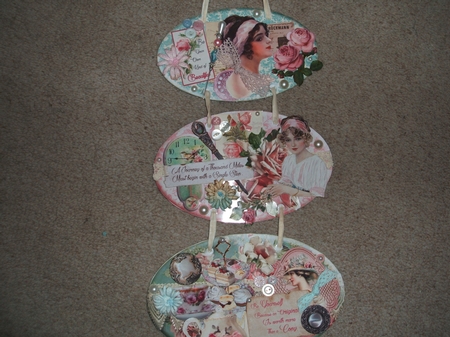 Grandmas Attic - Hanging Oval Plaques Trio by heather winslade