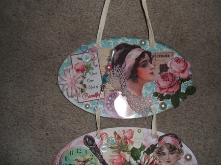 Grandmas Attic - Hanging Oval Plaques Trio by heather winslade