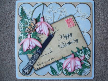 Pink Grey Fushcia Happy Birthday 8in Scallop Step by Step by heather winslade