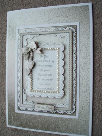A5 Greeting & Lace Pearl Wedding Anniversary 3D Decoupage by heather winslade