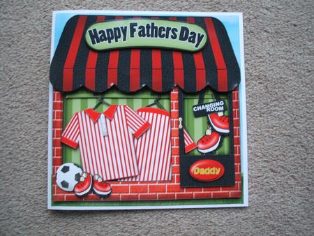 8 x 8 the Little Football Shop Red Fathers Day Topper by heather winslade
