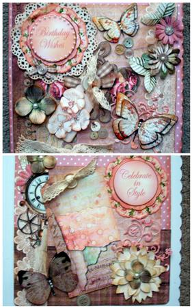 Pink Magnolia Doily Birthday Mix Sentiment Sheet by heather winslade