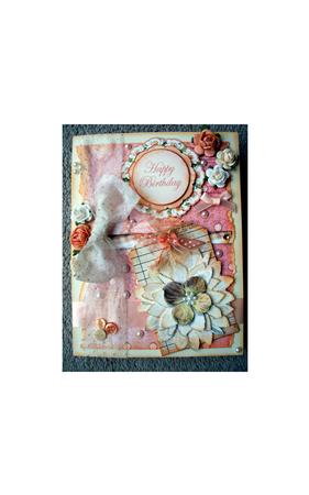 Peach Magnolia Doily Birthday Mix Sentiment Sheet by heather winslade