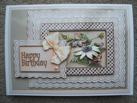 Vintage Floral Spray on a Broiderie Anglaise Frame Decoupage by heather winslade
