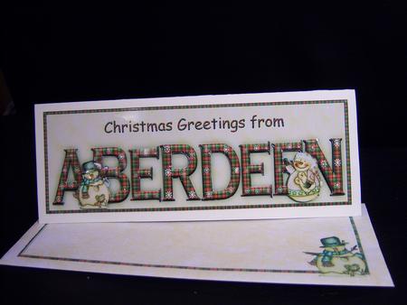 Christmas Greetings from Aberdeen Large Dl Word Card by Heather Wright
