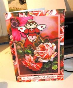 Floral Angel Rose Card Front and Layers by Heather Howes