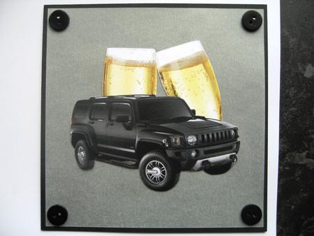 Hummer Decoupage on Champagne Glasses Background by Heidi Autio