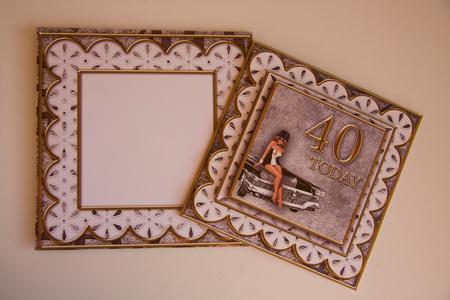 Mens Grey 40th Birthday Anglaise Scallop Square 3D Card Kit by Helanna Hancock