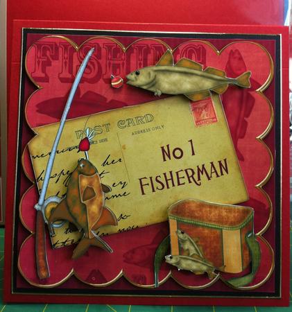 Fishing Red No1 Fisherman 8in Xtreme Decoupage Kit by Helanna Hancock