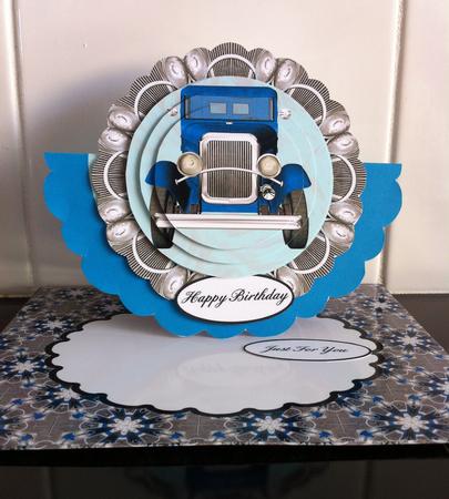 Scalloped Over the Top Rocker - Old Blue Truck by Helanna Hancock