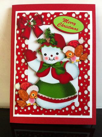 Snow Lady with Little Birds in Snow Frame A4 by Helanna Hancock