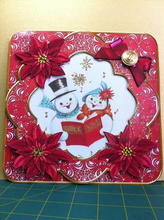 Red Singing Snow Couple Fancy 8in Decoupage Cf Kit by Helanna Hancock