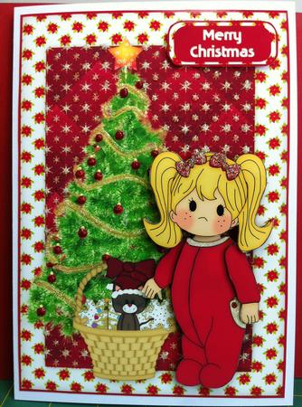 Trimming the Tree Decoupage Card by Helanna Hancock