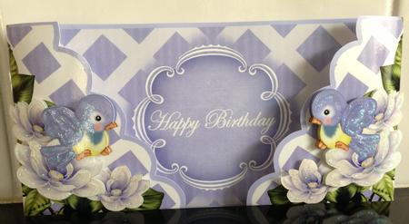 Blue Birds Happy Birthday Fancy Lattice 3D Card Kit by Helanna Hancock