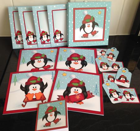 Christmas Penguin Cards in a Box Bumper Kit by Helanna Hancock