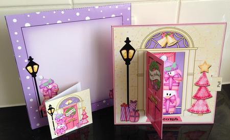 3D Xmas Penguins Present Animated Moveable Open Door Card K by Helanna Hancock