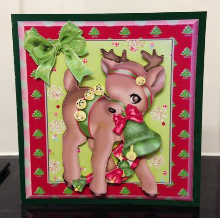 Cute Little Bambi with Christmas Bells 8x8 Mini Kit by Helanna Hancock