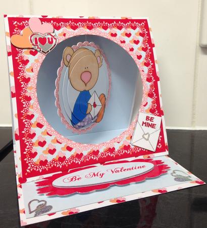 Hanging Easel Card - Valentine Bear by Helanna Hancock