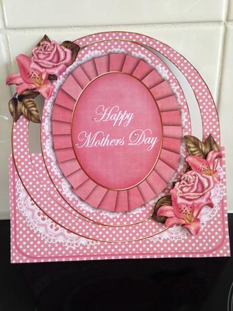 Pink Floral Mothers Day Oval Over 3D Mini Card Kit by Helanna Hancock