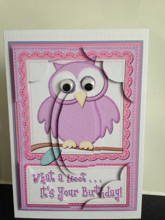 A5 What a Hoot Owl Birthday Scallop Corners and Pyramage by Helanna Hancock