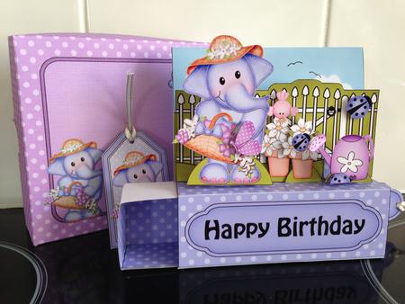 3D Lola Elephant's Flowers Slider Box Card Kit Featured Gallery Photo