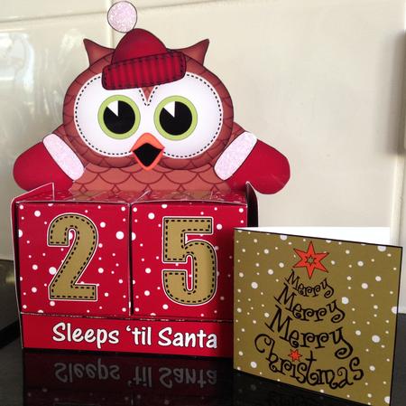 3D Hoot Owl Sleeps 'til Santa Countdown Cube Set 3D Decoupag by Helanna Hancock