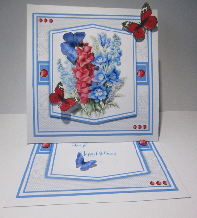 8x8 Mini Kit, Beautiful Blue Delphinium and Roses by Helen Myers