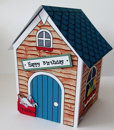 3D the Tool Shed Rubber Band Pop Up Card by Helen Myers