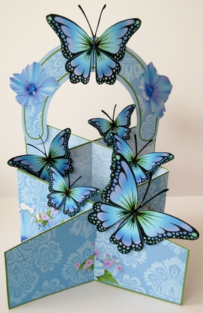 Blue butterfly and floral Happy Birthday cascade deluxe mini kit by Helen Myers