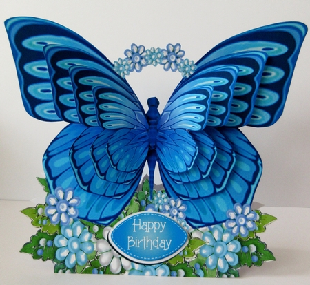 Butterfly A-Frame Card - B17 - Blue by Helen Myers