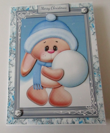 Cute Bunny With Giant Snowball by Helen Myers