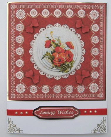 Poppies 'n Lace Needlepoint Pyramid Card Front by Helen Myers