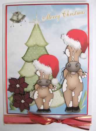 I Wait All Year to Say Merry Christmas Horses with Santa Hat by Helen Myers
