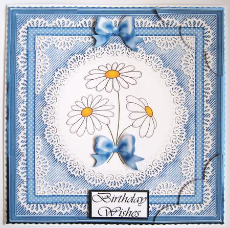 Denim and Daisies 8 x 8 Scalloped Corner Topper by Helen Myers