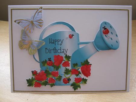 Blue Birthday Watering Can by Helen Cassidy