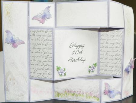 Fantasy Butterfly 3 - 40th Birthday - Tri Shutter Card by Helen Cassidy
