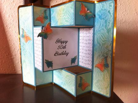 Fantasy Butterfly 1 - 50th Birthday - Tri Shutter Card by Helen Farrington