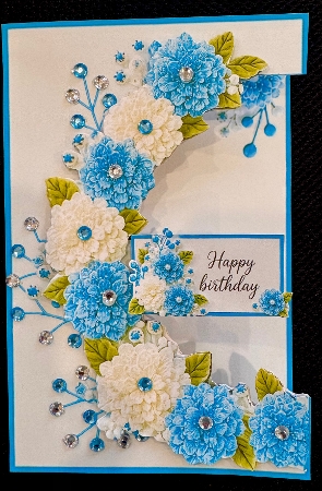 Blue Floral Frame & Sentiment Set – Just For You Card Topper by Helen Fearn
