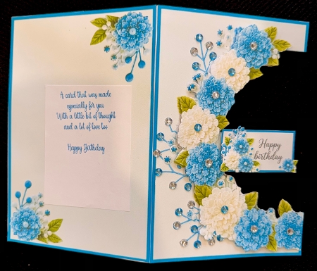 Blue Floral Frame & Sentiment Set – Just For You Card Topper by Helen Fearn