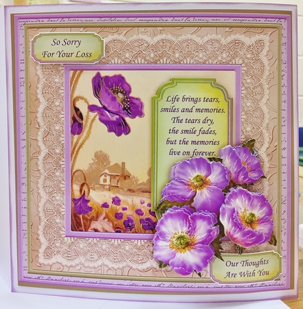 Sympathy Poppies in Purple 8x8 Mini Kit & Decoupage by Helen Fearn