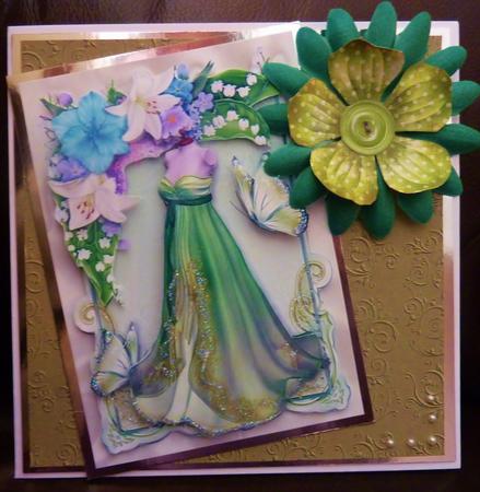 Beautiful Evening Gown with Flowers A4 by Helen Fearn