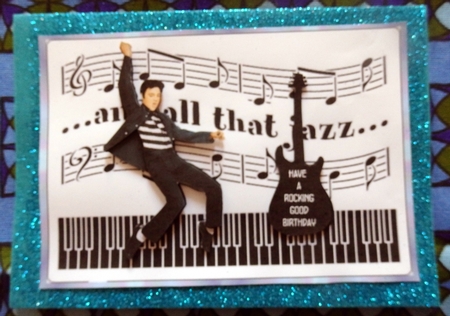 Rocking up a Storm 2 - A5 card front with decoupage by Helen Gomm