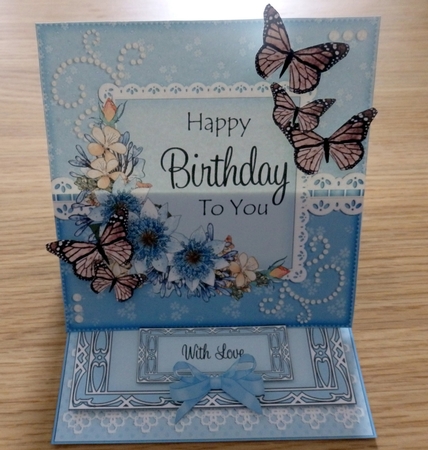 3D Easel Card Mini Kit - A Touch of Elegance Birthday - Flowers, Lace, Butterflies & Pearls by Helen Gomm