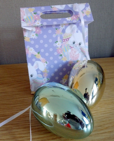 Gusset Sided Gift Bag - Easter Bunny With Eggs by Helen Gomm