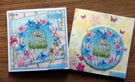 6 x 6 Card Front Birdcage and Butterflies with Toppers and Sentiments by Helen Gomm
