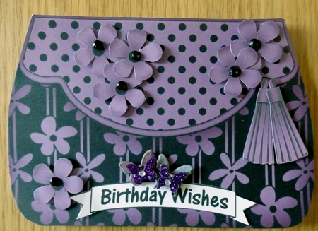 3D Shaped Card  Kit - Pretty Daisy & Dots Fold Over Clutch Bag by Helen Gomm